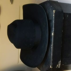 Vintage Thoroughbred Black Cowboy Hat Imported Coney Fur Size 7 1/4